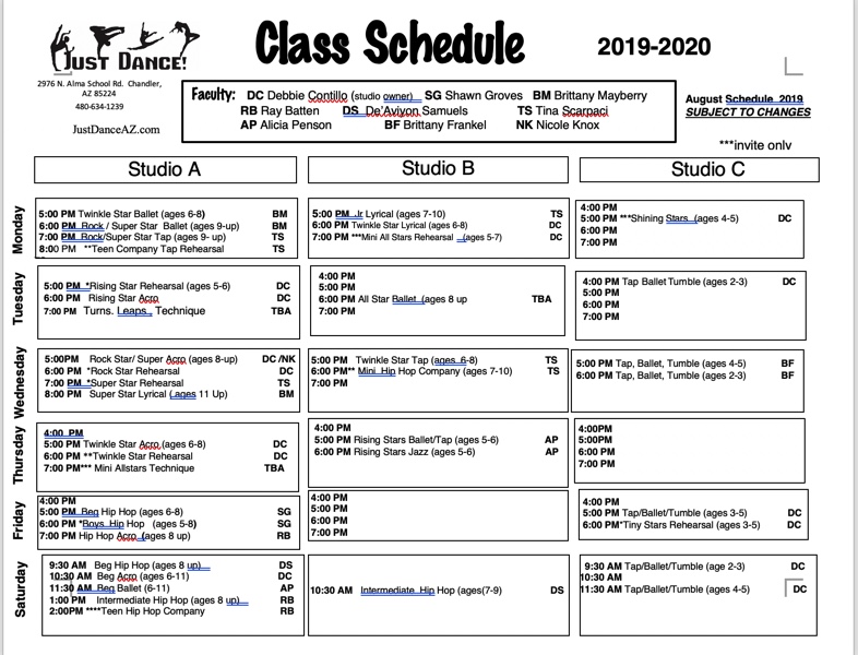 2019-20 Fall/Winter?Spring New schedule